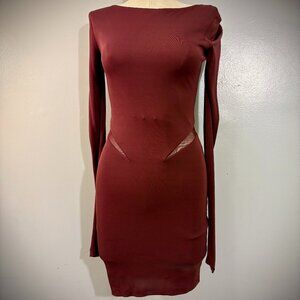 T BY ALEXANDER WANG BODYCON BURGUNDY DRESS SIZE 2